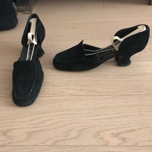 Prada suede loafers with scalloped heel